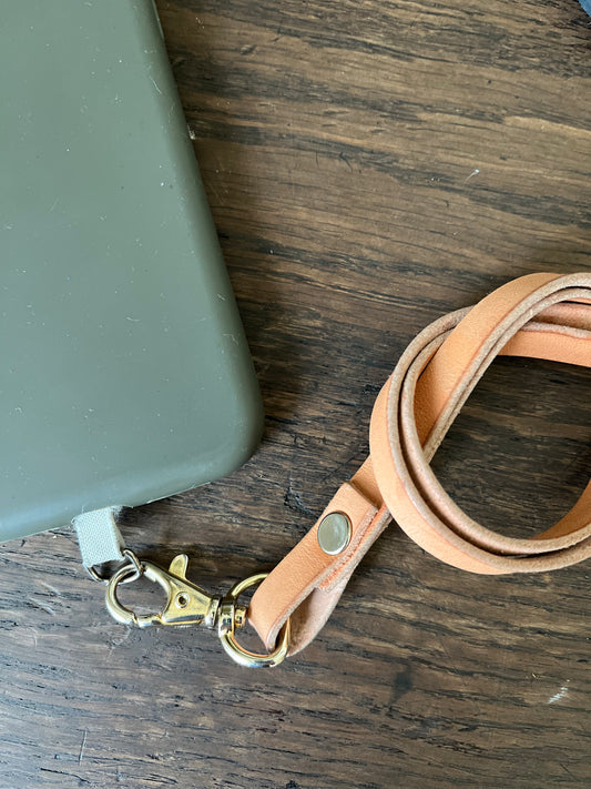 Leather mobile hanger